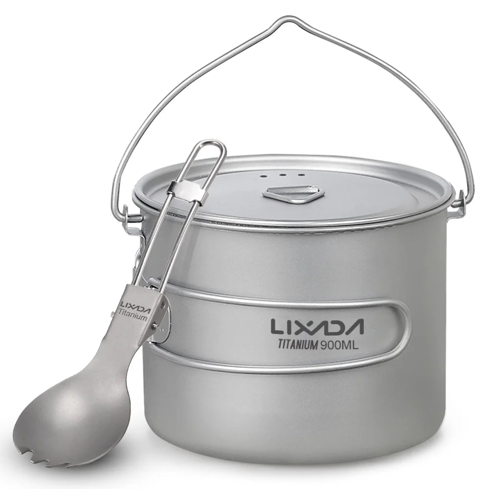 Lixada Titanium cup,Spork Outdoor Picnic Pot Spork Outdoor 750ml/900ml/1100ml JINMIE BUZHI Cup SIUKE