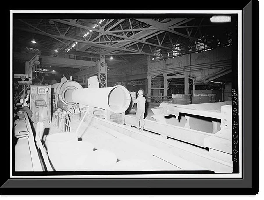 Historic Framed Print, United States Pipe & Foundry Company Plant, Pipe Casting & Testing Area, 2023 St. Louis Avenue at I-20/59, Bessemer, Jefferson County, AL - 11, 17-7/8 x 21-7/8