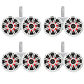 4 Pair (QTY 8) of Kicker 6.5 2-Way 195 Watts Peak Power Coaxial Marine MultiColor LED Speakers with White Grilles, 6.5 Marine Tower Dual Speaker Enclosures (2 Pair) - White