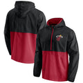 Men's Fanatics Branded Black/Red Miami Heat Anorak Block Party Windbreaker Half-Zip Hoodie Jacket