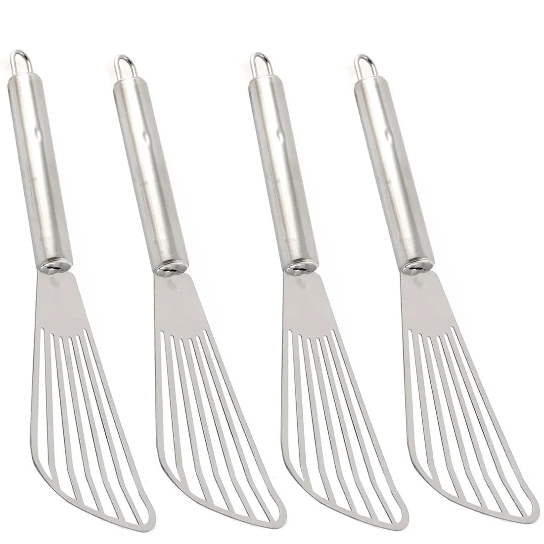 Unique Bargains Stainless Steel Slotted Spatula Barbecue Cooking Turner Shovel, 4Pcs