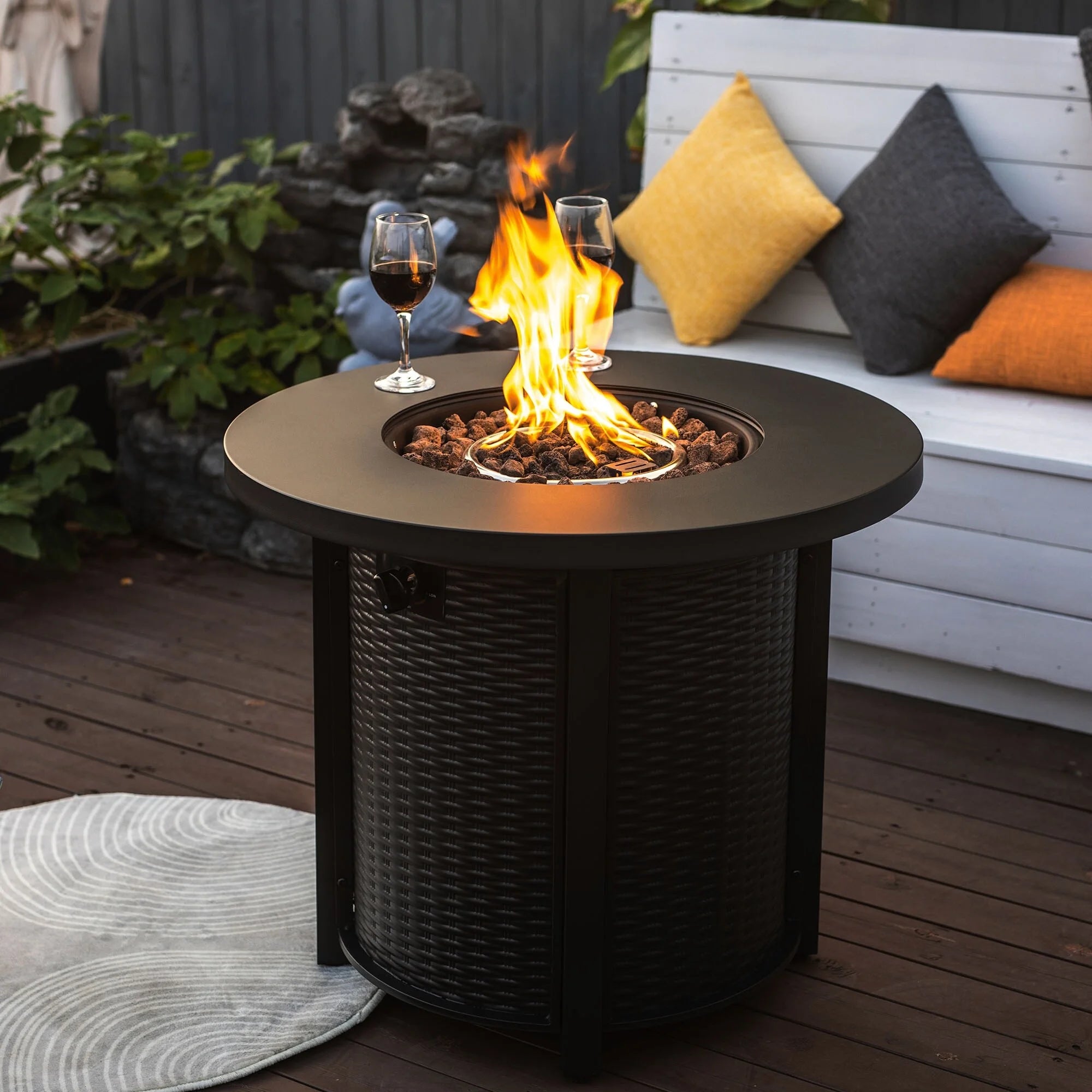 Siavonce 30 inch Propane Round Fire Table 40000BTU Propane Fire Pit Table - 30.00L * 30.00W * 24.00