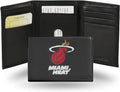 Miami Basketball Heat Embroidered Black Leather Trifold Wallet