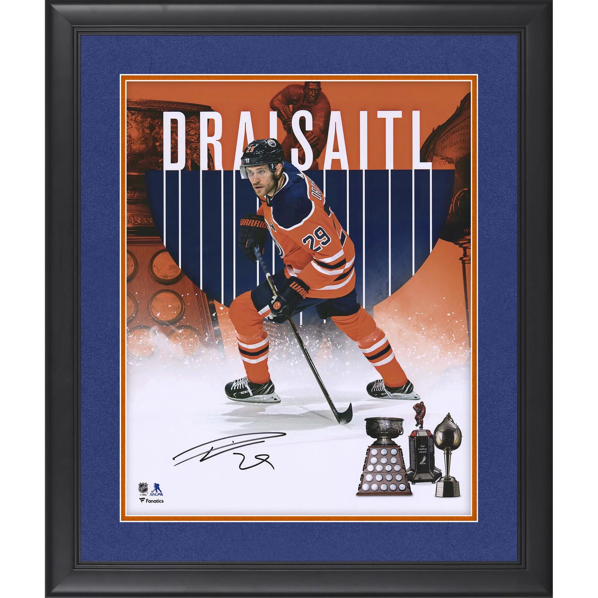 Leon Draisaitl Edmonton Oilers Framed Autographed 2020 Hart & Art Ross Stylized Photograph - Limited Edition of 129 - Fanatics Authentic Certified