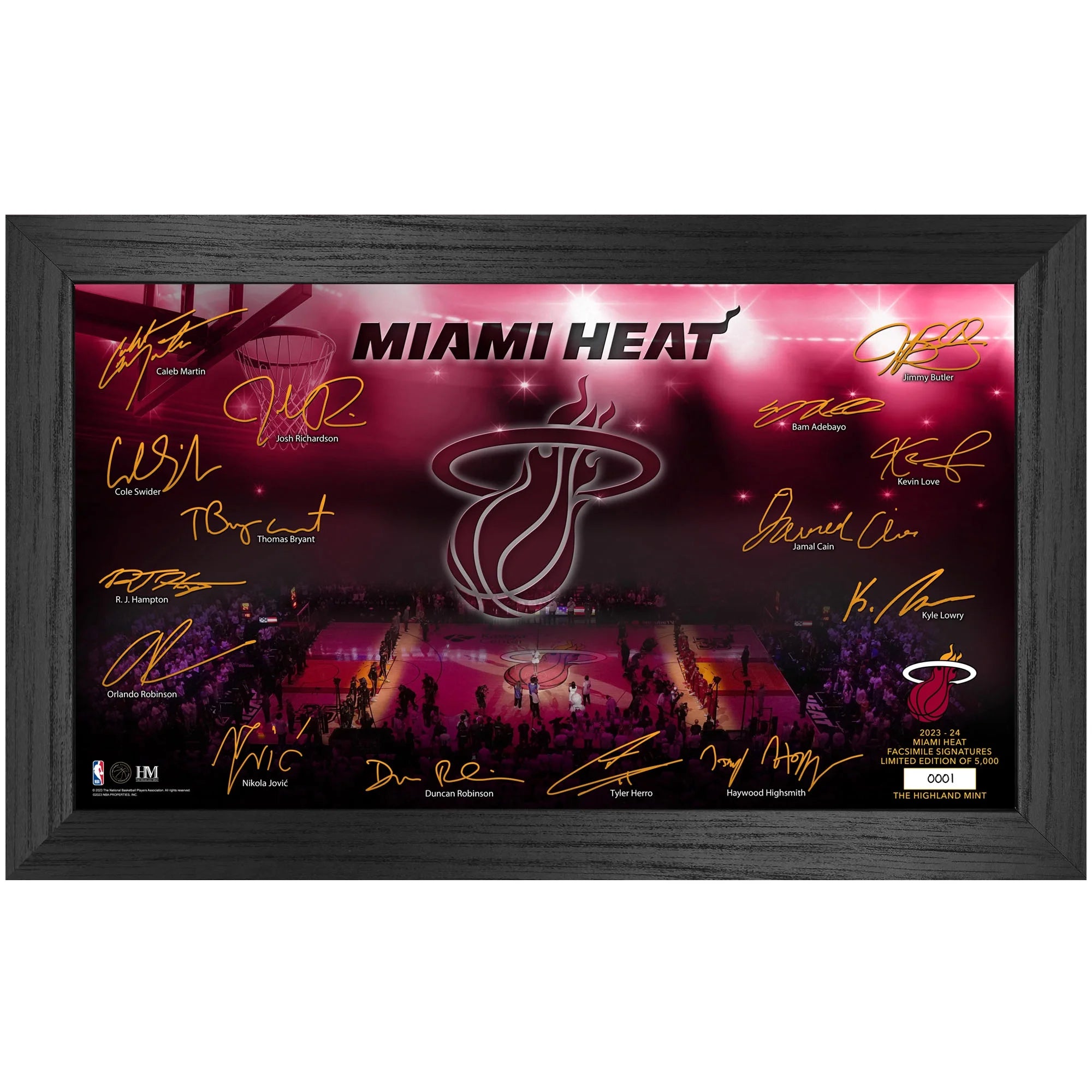 Highland Mint Miami Heat 2023-24 Season 12'' x 20'' Signature Court Photo