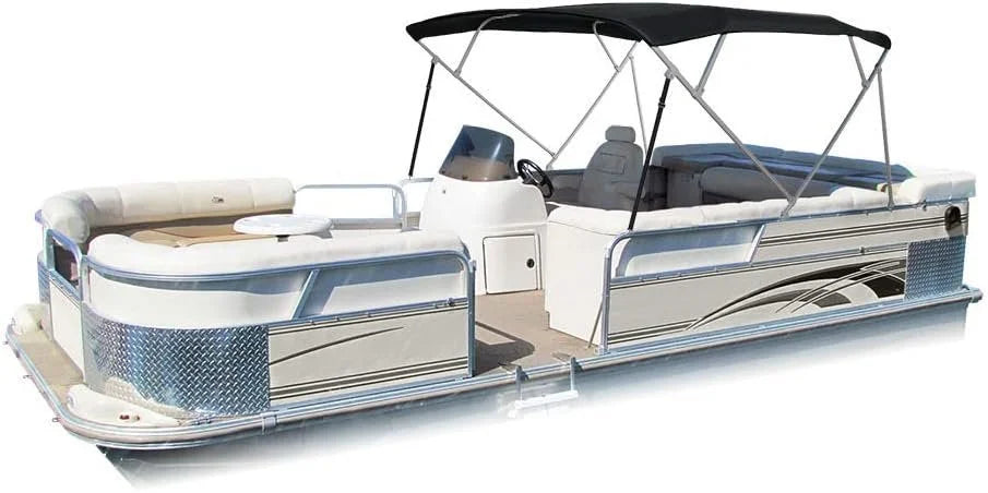 Summerset 600 Denier Bimini 4 Bow Pontoon Canvas Top Includes 1 Aluminum Frame & Hardware, 54 H Black, 8'L x 54 H x 97-103 W + Matching Storage Boot & Rear Support Poles. $59.99 Value
