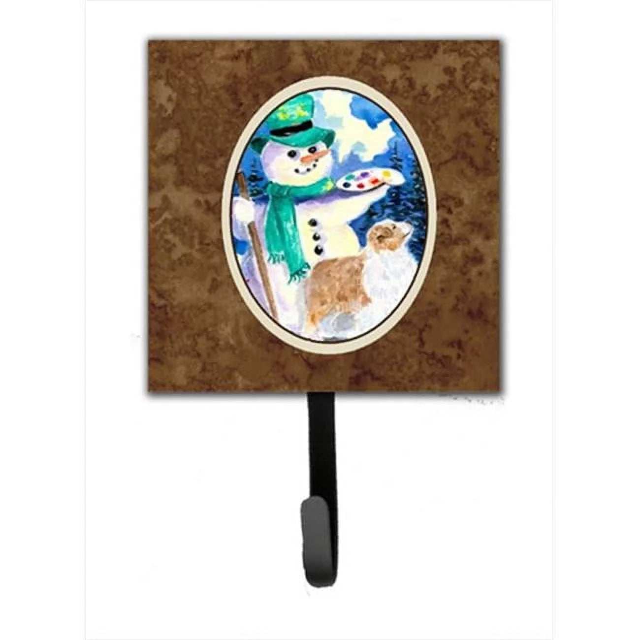 4.25 x 6 in. Snowman with Australian Shepherd Leash Or Key Hook
