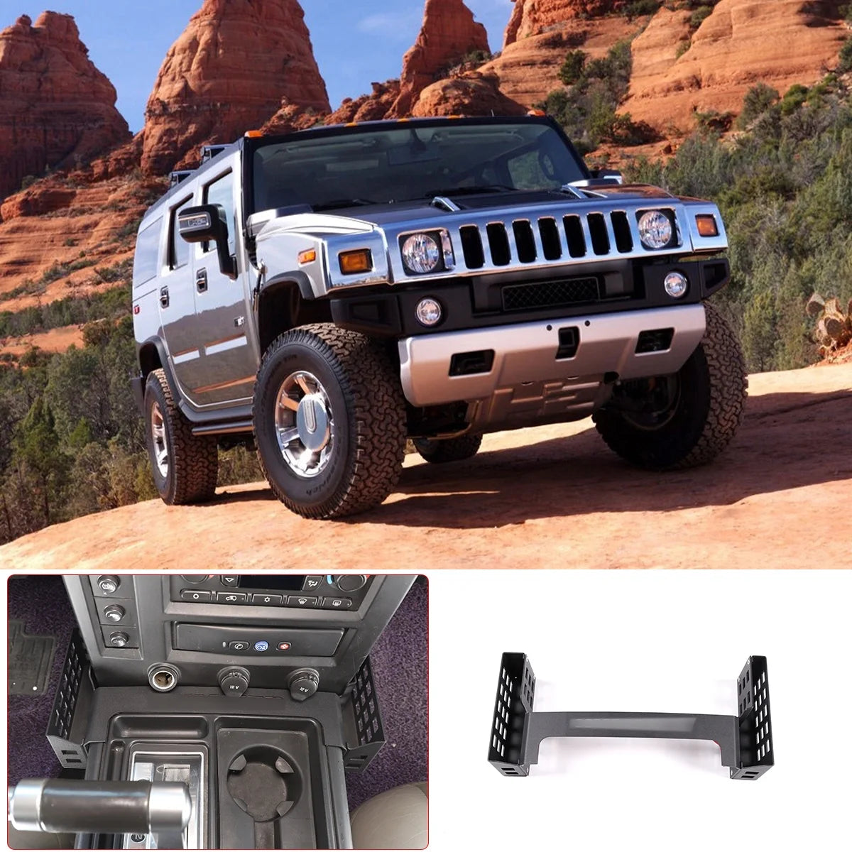 Shifter Storage Box Compatible with Hummer H2 2001-2007, Gear Shift Console Side Tray Storage Organizer, Auto Interior Storage Accessories, Black