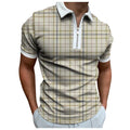Mens Fashion Short Sleeve Polo Shirts Big and Tall Zipper Dual Tipped Collar Slim Fit Paisley Floral Dad Shirts