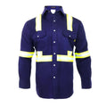 Flame Resistant FR High Visibility Hi Vis Shirt - 88% C/12% N - 7oz (X-Large, Navy Blue)