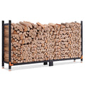 Efurden 8ft Firewood Rack, Outdoor Indoor Heavy Duty Wood Rack with 4 Reinforced Metal Pieces for Fireplace Wood Storage, Adjustable Foot Pad