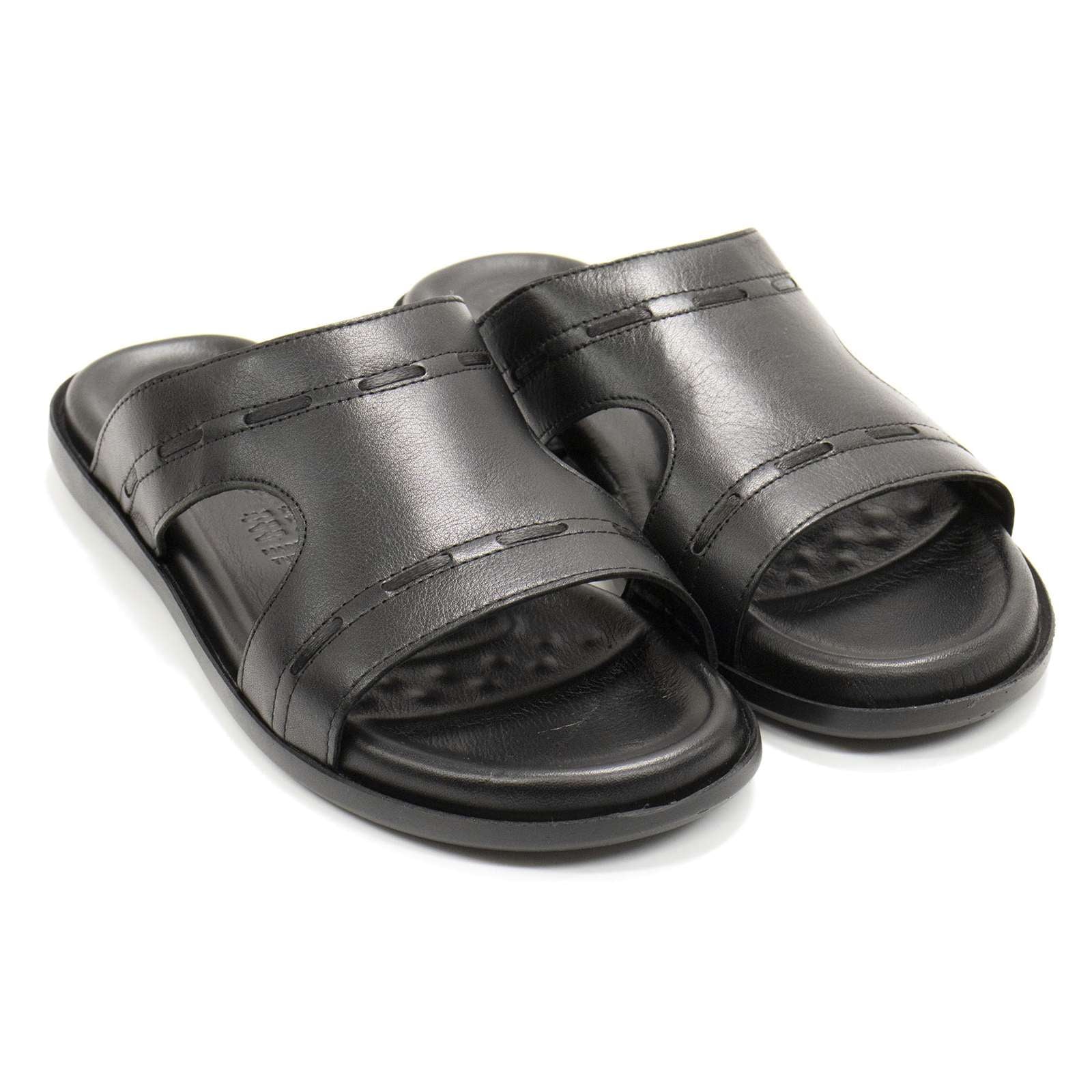 Spring Step Men's Benn Leather Slide Sandal, Black,10 M US