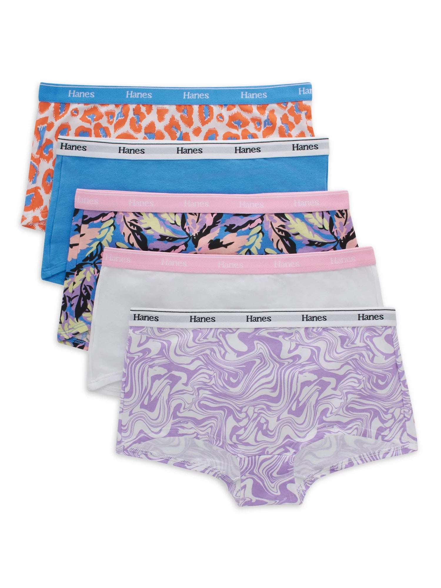 Hanes Girls' Originals Cotton Stretch Boyshort, 5-Pack