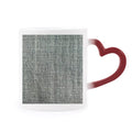 Denim Jean Cowboy Lining Textile Heat Sensitive Mug Red Color Changing Stoneware Cup