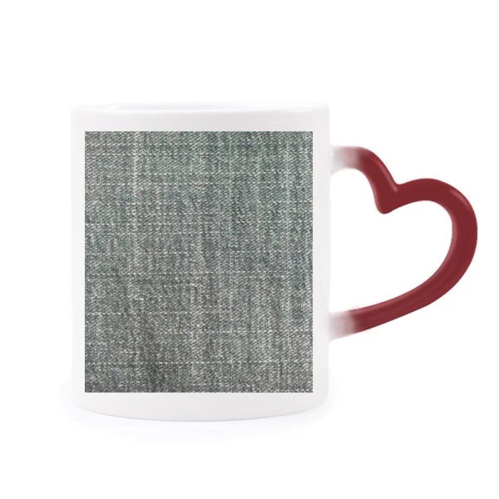 Denim Jean Cowboy Lining Textile Heat Sensitive Mug Red Color Changing Stoneware Cup