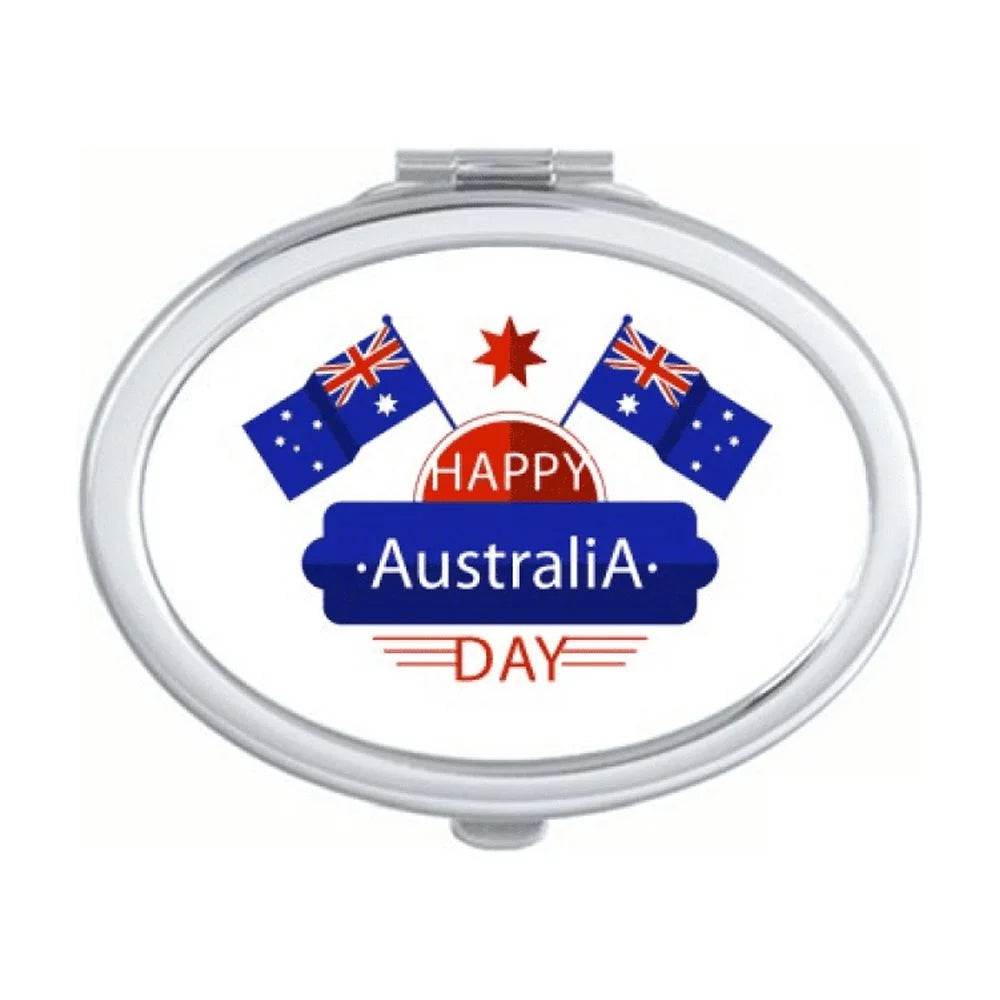 Australia Flavor Happy Flag and Star Mirror Portable Fold Hand Makeup Double Side Glasses