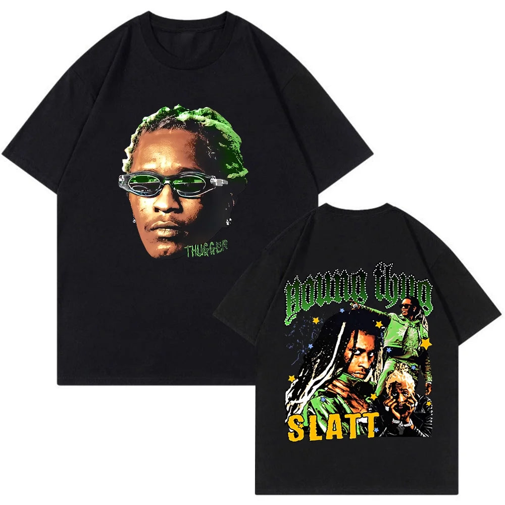 Young Thug T-shirt SLATT Merch 2023 Tour Hip Hop Streetwear Crewneck Tee Women Men Fashion Clothes