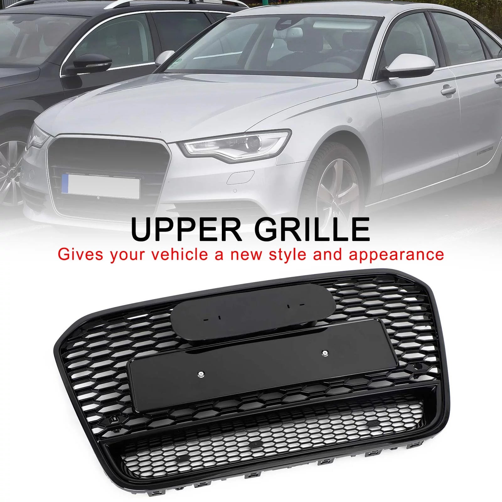 RS6 Style Front Mesh Honeycomb Grille Grill Fit Audi A6 S6 C7 2012-2015