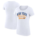 Women's G-III 4Her by Carl Banks  White New York Knicks Filigree Logo Fitted T-Shirt