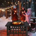 Glavbiku 32 Outdoor Fire Pit, Square Metal Ice Pit with Mesh Screen Lid for Patio Garden,Black