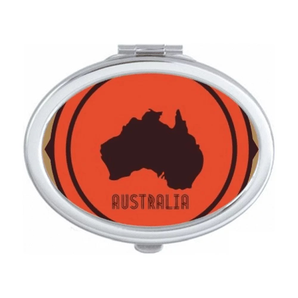 Australia Map Red and Black Illustration Mirror Portable Fold Hand Makeup Double Side Glasses