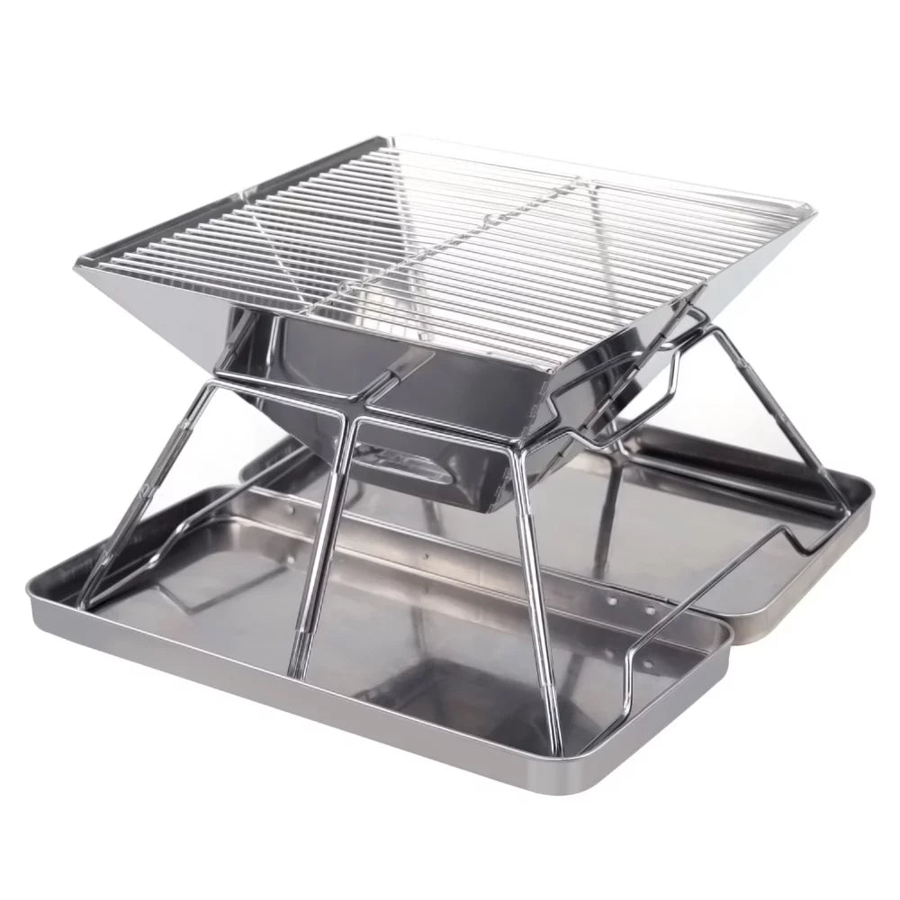 Walmeck Stainless Steel Grate Barbecue Grill Folding Charcoal Grill for  Camping Backpacking Hiking