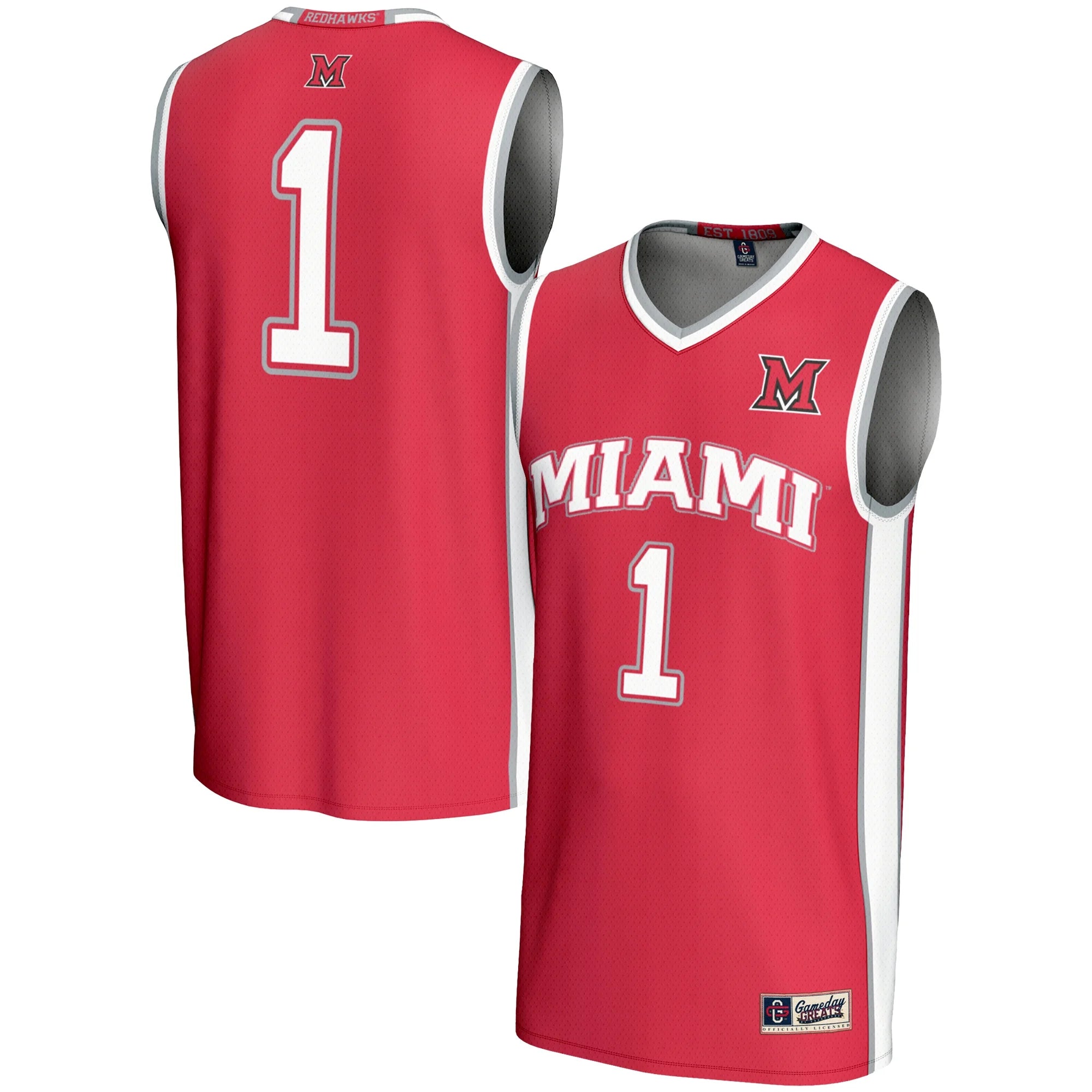Youth GameDay Greats #1 Red Miami University RedHawks Lightweight Basketball Fashion Jersey