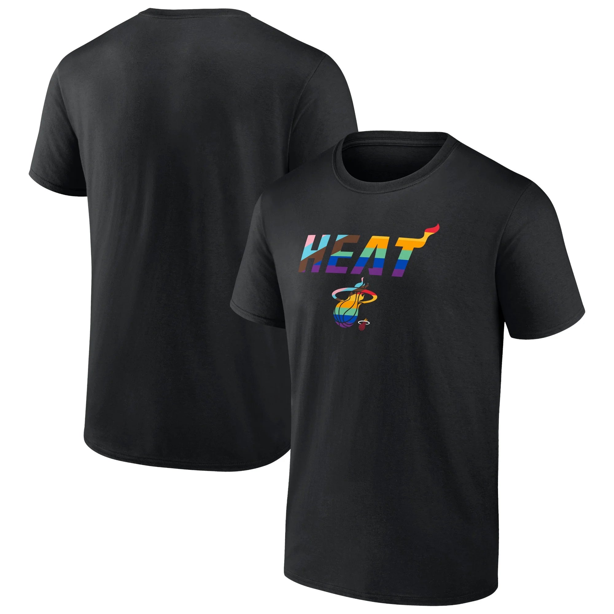 Men's Fanatics Branded Black Miami Heat Logo Pride T-Shirt