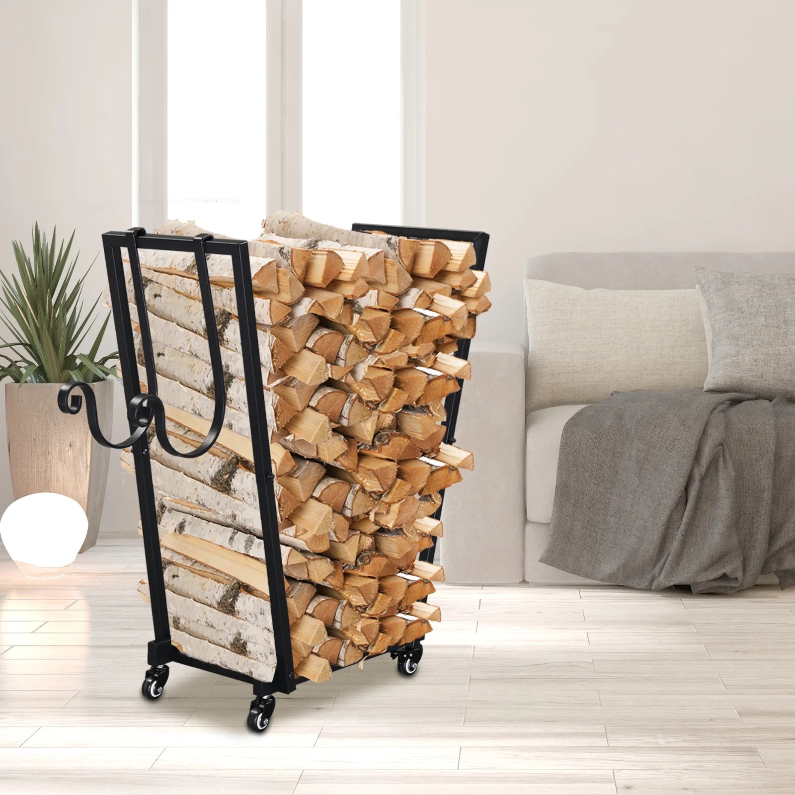 Ktaxon 30 Inch Heavy Duty Outdoor Fireplace Firewood Log Rack Trapezoidal Design