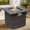 30W Outdoor Fire Table Propane Gas Fire Pit Table with Metal Lid - 24.8H