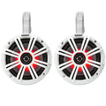 1 Pair (QTY 2) of Kicker 6.5 2-Way 195 Watts Peak Power Coaxial Marine Audio MultiColor LED Speakers with White Grilles, 6.5 Marine Tower Speaker Enclosures (Pair) - White