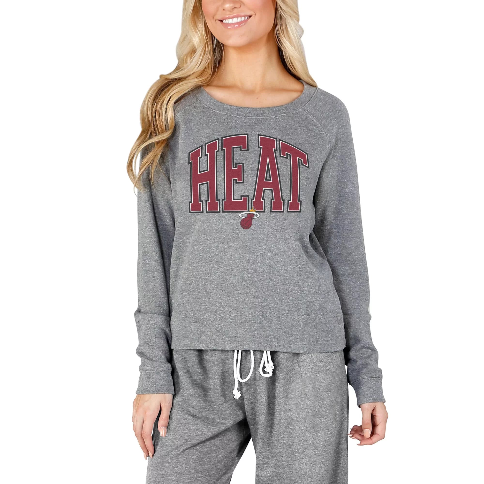 Women's Concepts Sport Gray Miami Heat Mainstream Terry Long Sleeve T-Shirt