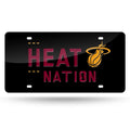 Miami NBA Heat Black Mirrored Laser Cut License Plate Tag