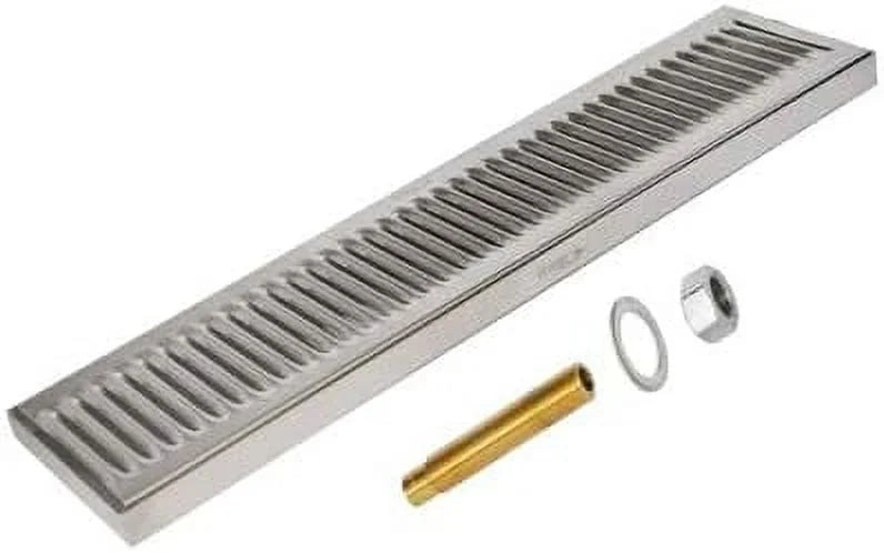 Krome 20 X 5 Surface Drip Tray With Drain - Brushed Stainless Steel - C616