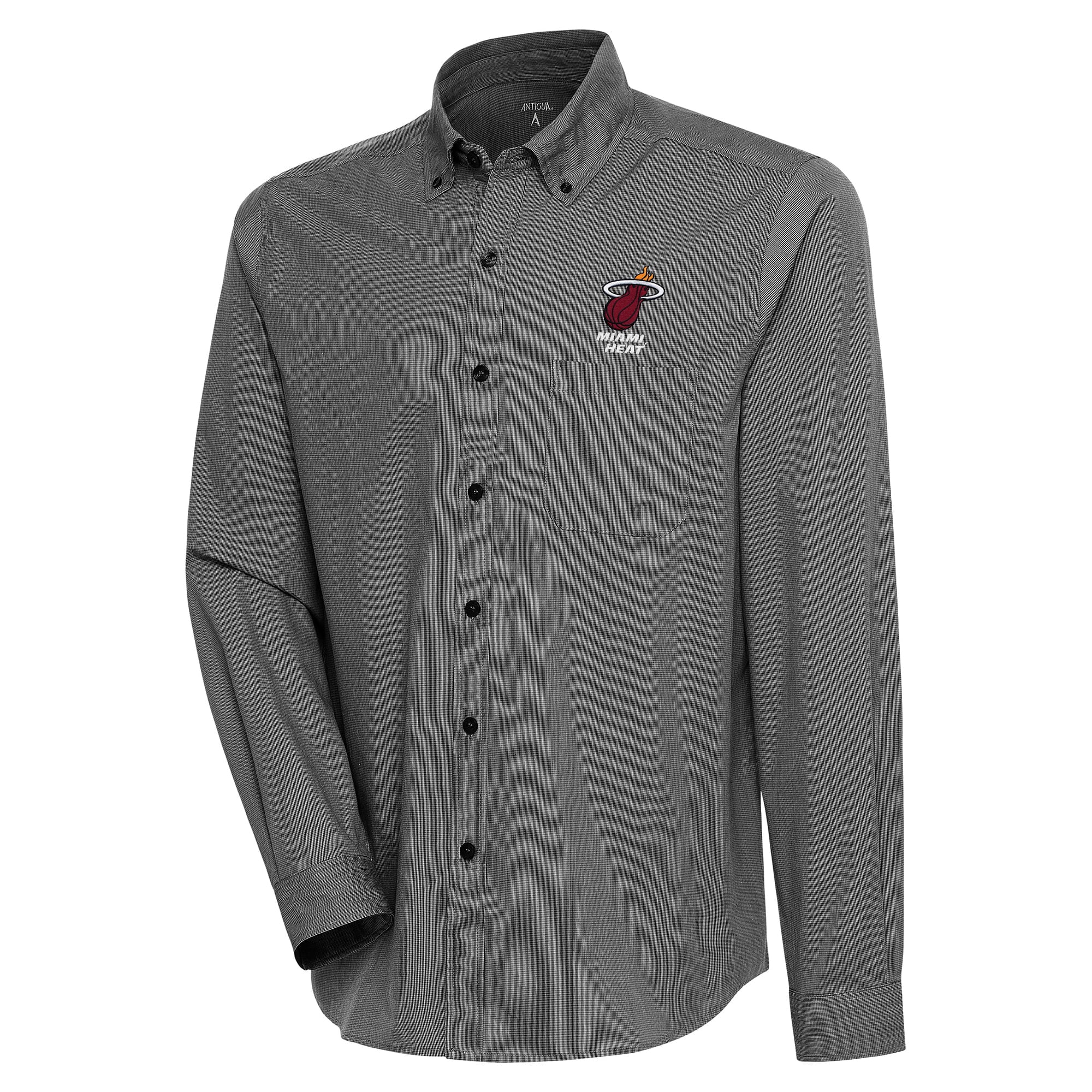 Men's Antigua  Black Miami Heat Compression Button-Down Shirt