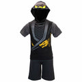 LEGO Ninjago Boys Ninjago cosplay Short and Matching cosplay Hooded T-Shirt (Black, Sizes 4-16)