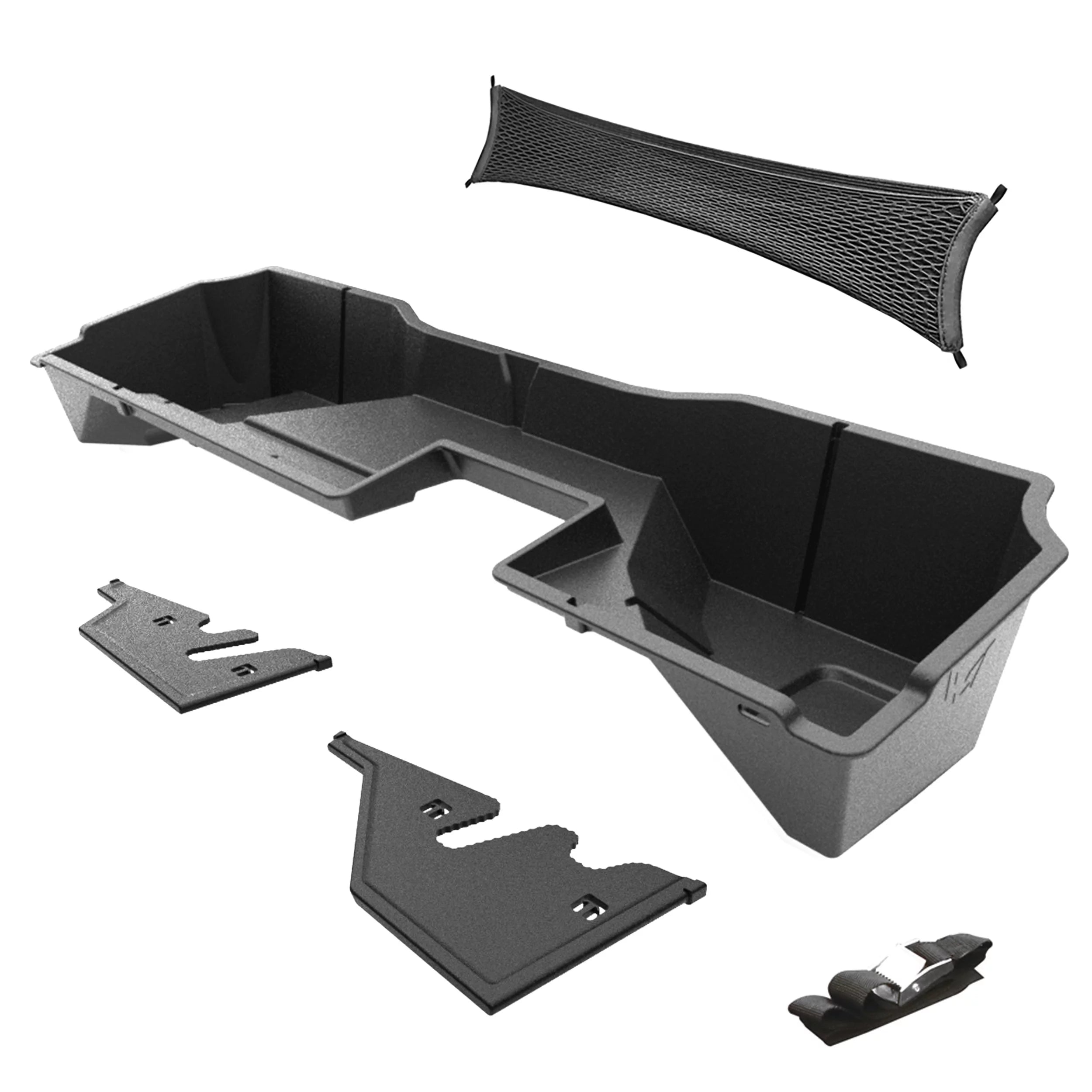 MaxMate Underseat Storage Box Compatible with 2014-2018 Chevy Silverado / GMC Sierra 1500; 2015-2019 Silverado / Sierra HD Double Cab | Black Rear Under Seat Extra Cargo Store Organizer | CB5C2248MX
