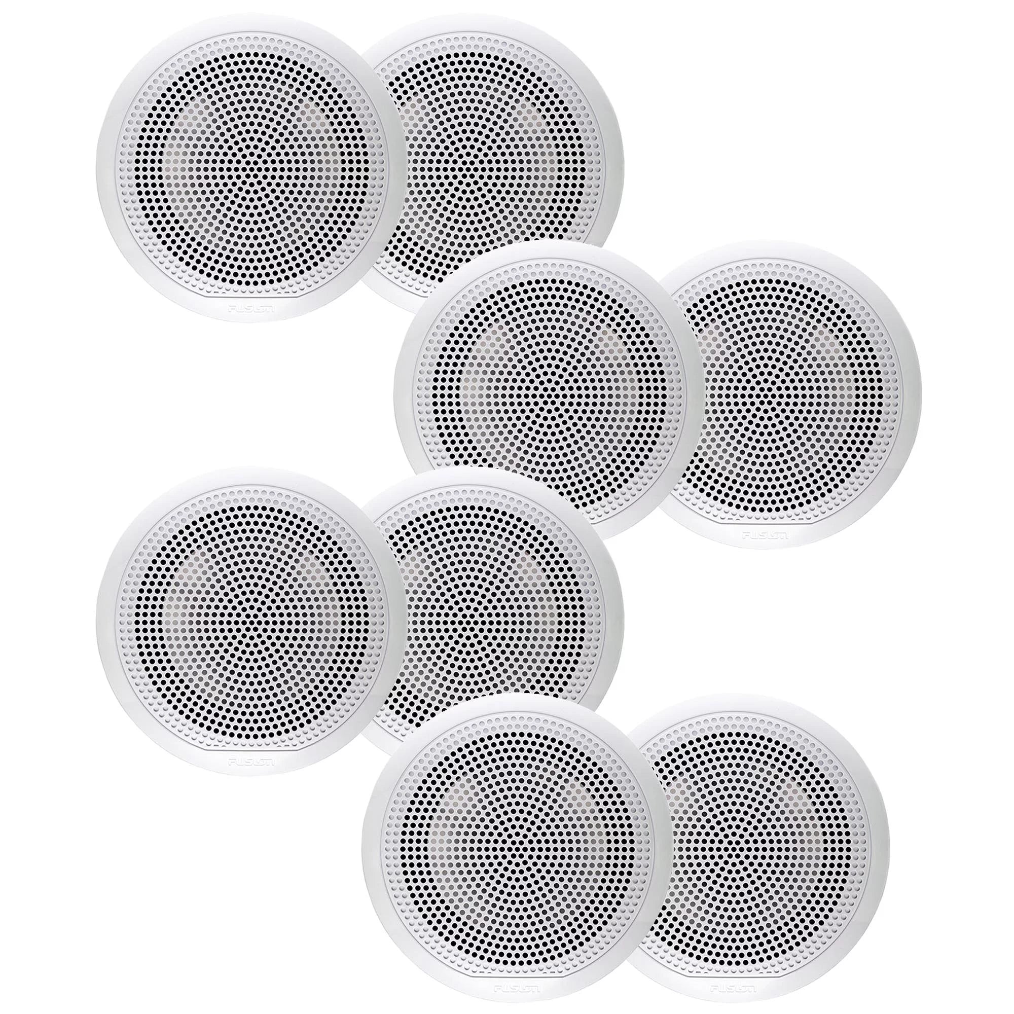 Fusion 4 Pairs EL-F651W 6.5 Marine Speakers with White Classic Grills