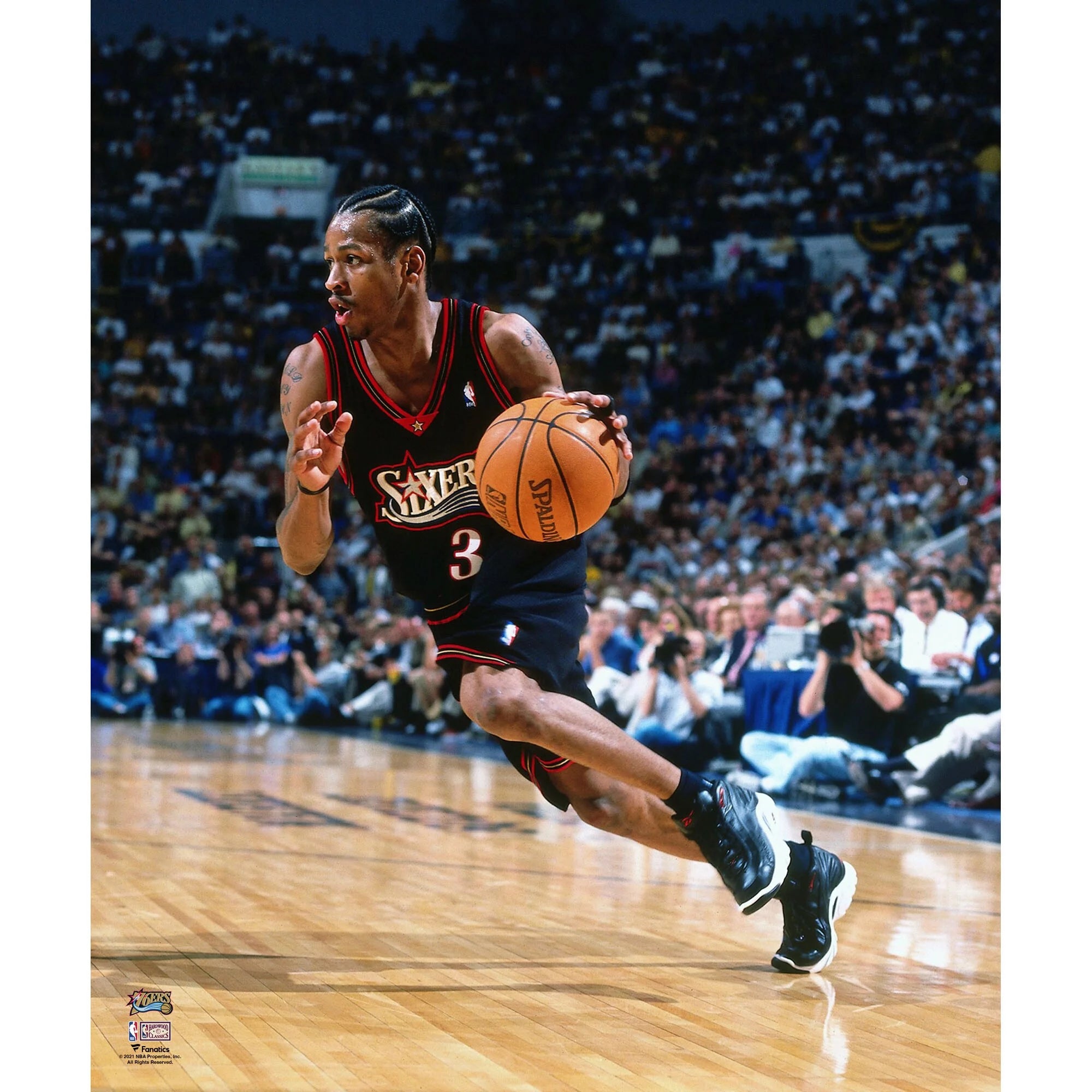 Allen Iverson Philadelphia 76ers Unsigned Driving Past Chris Mullin During 1999 Eastern Conference Semifinals Photograph