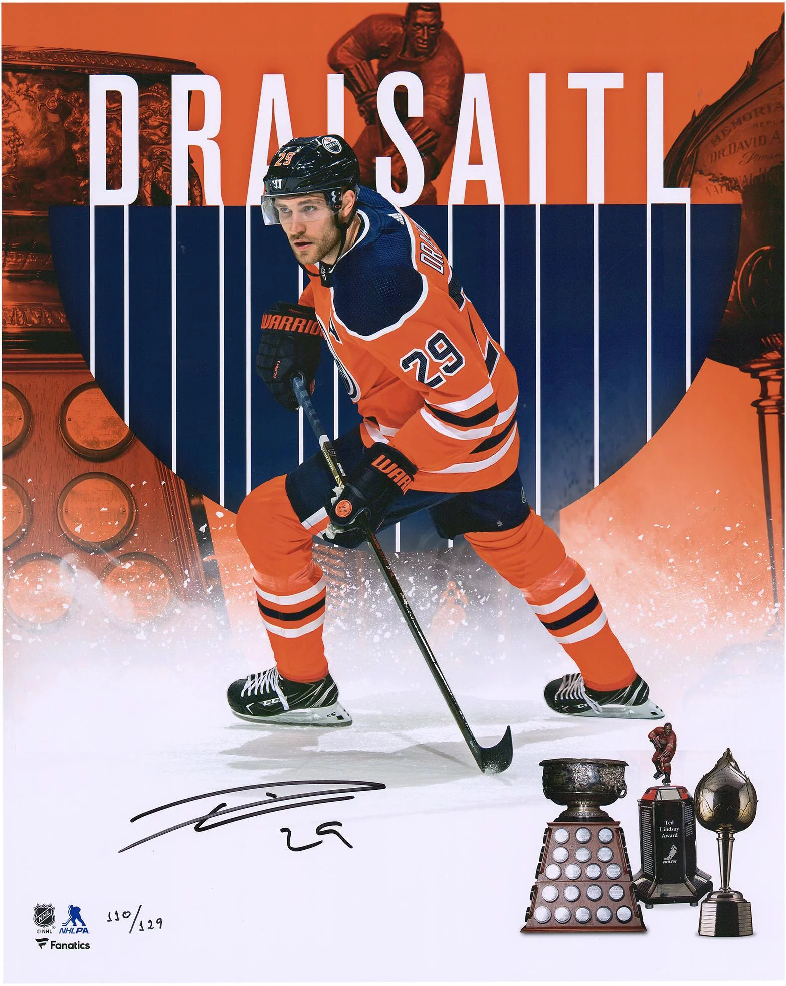 Leon Draisaitl Edmonton Oilers Autographed 2020 Hart & Art Ross Stylized Photograph - #110 of a Limited Edition of 129 - Fanatics Authentic Certified