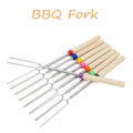 8 Pcs Marshmallow Roasting Telescoping Sticks with Wooden Handle for BBQ Hot Dog Fork Patio Fire Pit Camping Cookware