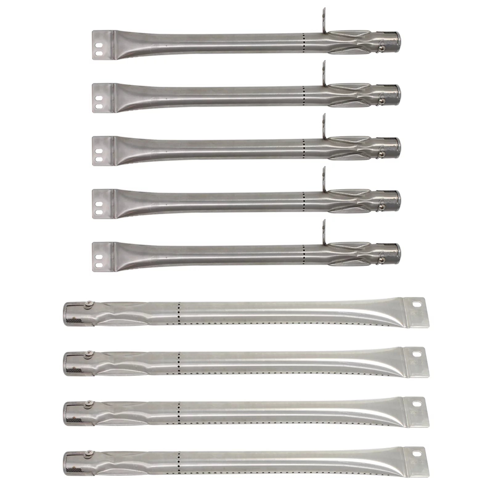 4 BBQ Gas Grill Tube Burner & 5 Heat Shield Plate Tent Replacement Parts for Brinkmann 810-8446-N - Compatible Barbeque Stainless Steel Pipe Burners & Flame Tamer, Guard, Deflector, Flavorizer Bar