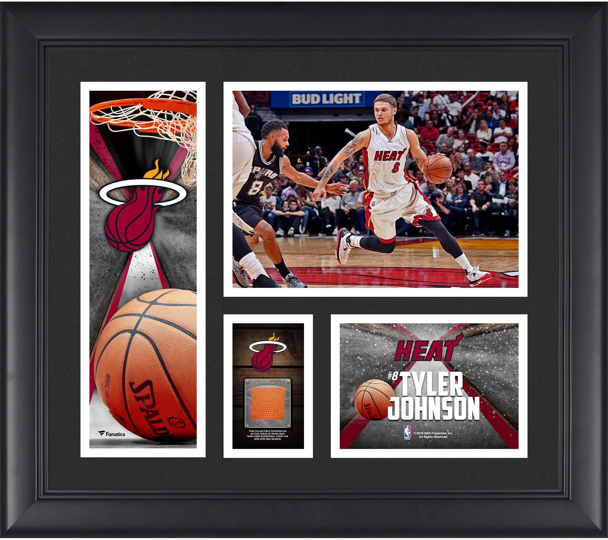Tyler Johnson Miami Heat Framed 15 x 17 Collage with a Piece of Team-Used Ball