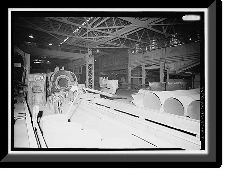 Historic Framed Print, United States Pipe & Foundry Company Plant, Pipe Casting & Testing Area, 2023 St. Louis Avenue at I-20/59, Bessemer, Jefferson County, AL - 9, 17-7/8 x 21-7/8