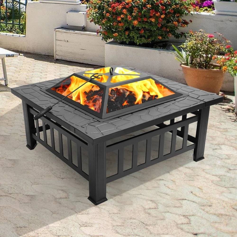 Zimtown Metal Portable 32-inch Courtyard Fire Pit with Accessories