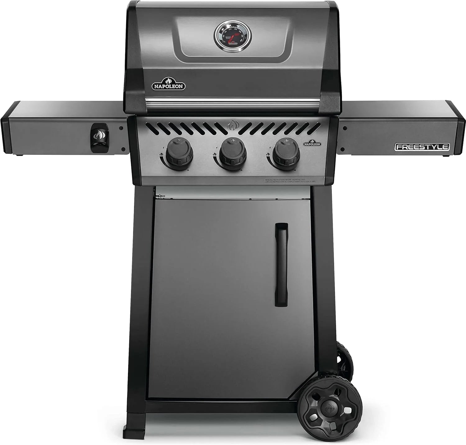 FEIRO Freestyle 365 Propane Gas BBQ Grill - F365DPGT - Barbecue Gas Cart, With 3 Burners, Folding Side Shelves, Instant Failsafe Ignition, Porcelain Coated Cast Iron Cooking Grids