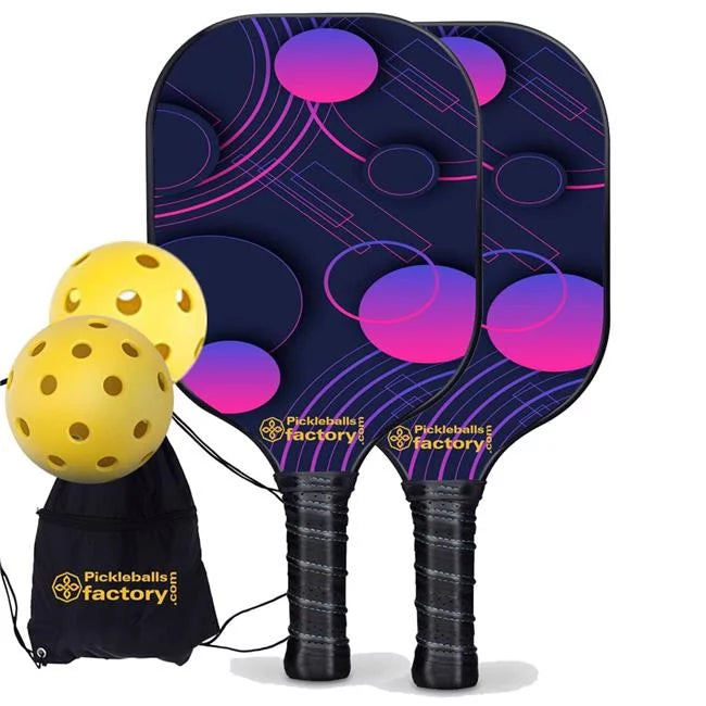 Pickleball Factory  Pickleball Paddle Set - Wave Point Pickleball Equipment, Driveway Pickleball Set, Carbonfiber Graphite