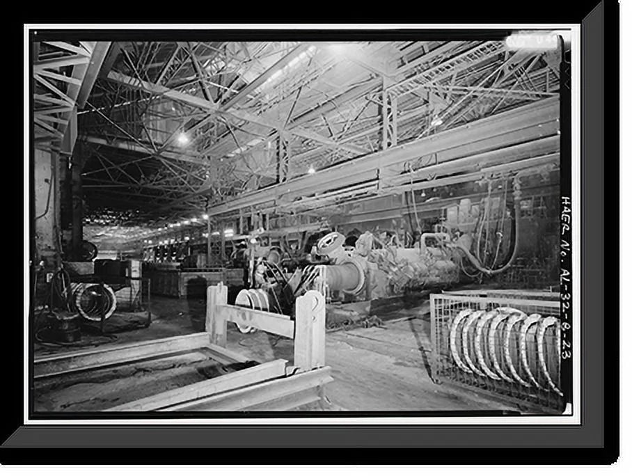 Historic Framed Print, United States Pipe & Foundry Company Plant, Pipe Casting & Testing Area, 2023 St. Louis Avenue at I-20/59, Bessemer, Jefferson County, AL - 10, 17-7/8 x 21-7/8