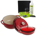 Lodge 2-Piece Enameled Cast Iron Dutch Oven and Casserole Cookware Set with Dual Handles, Red - Includes 6qt Dutch Oven and 3.6qt Casserole with Enameled Cast Iron Care Kit and Signature Series Trivet