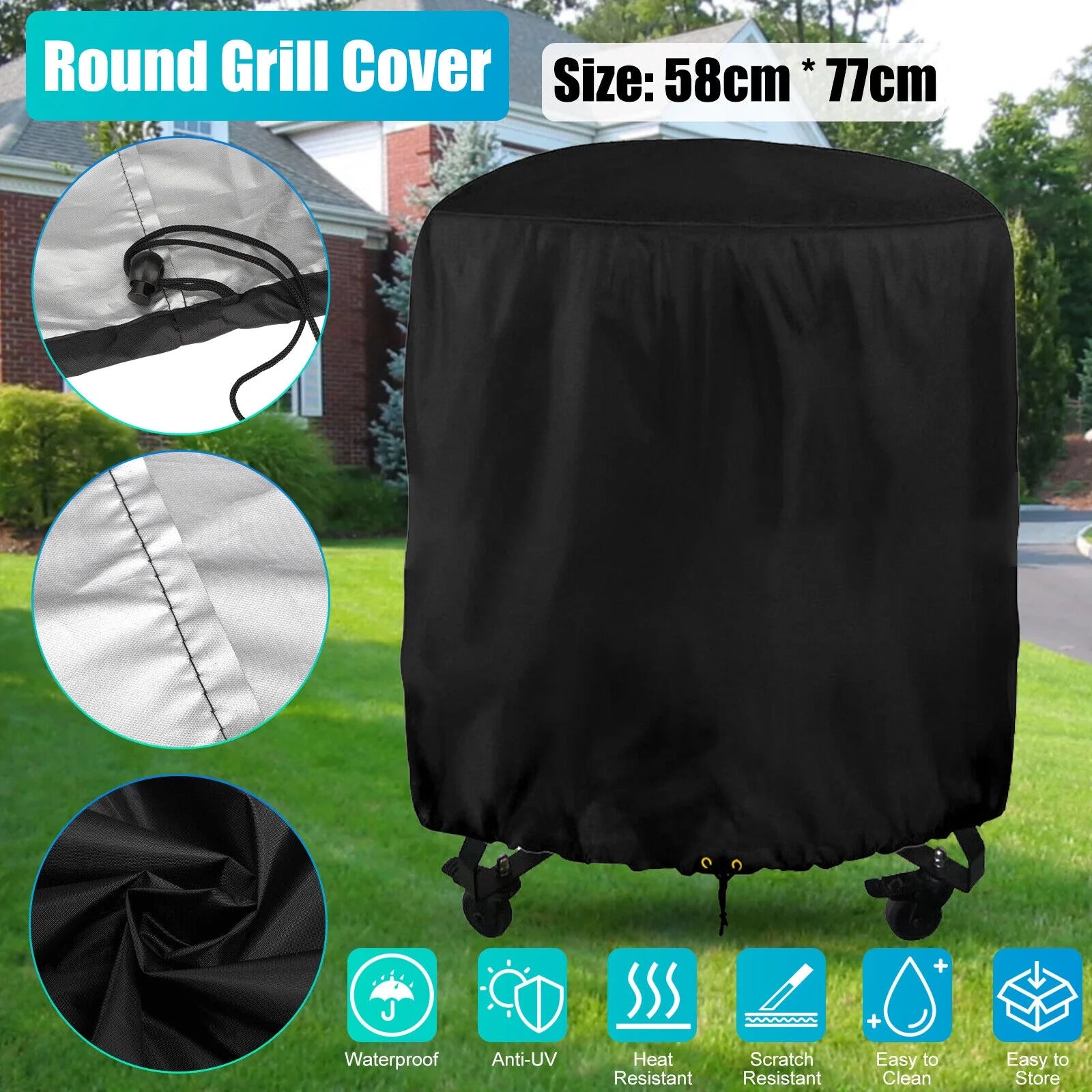 Waterproof Outdoor BBQ Gas Grill Cover Heavy Duty 58in Barbecue Grill Protector